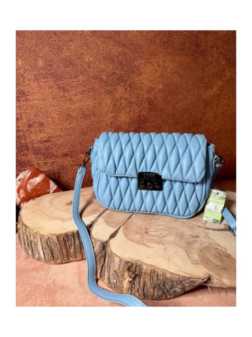 Badgley Mischka BMH-506 Blue Mini Quilted Messenger Bag One Size NWT